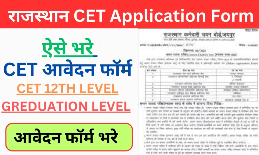 Rajasthan CET 12th Level Application Form 2024