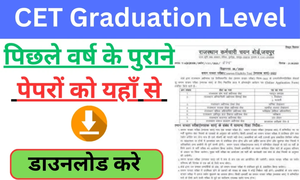 Rajasthan CET Graduation Level Previous Year Question Paper