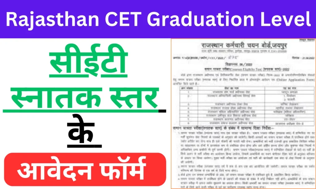 Rajasthan CET Graduation Level 2024 Application Form