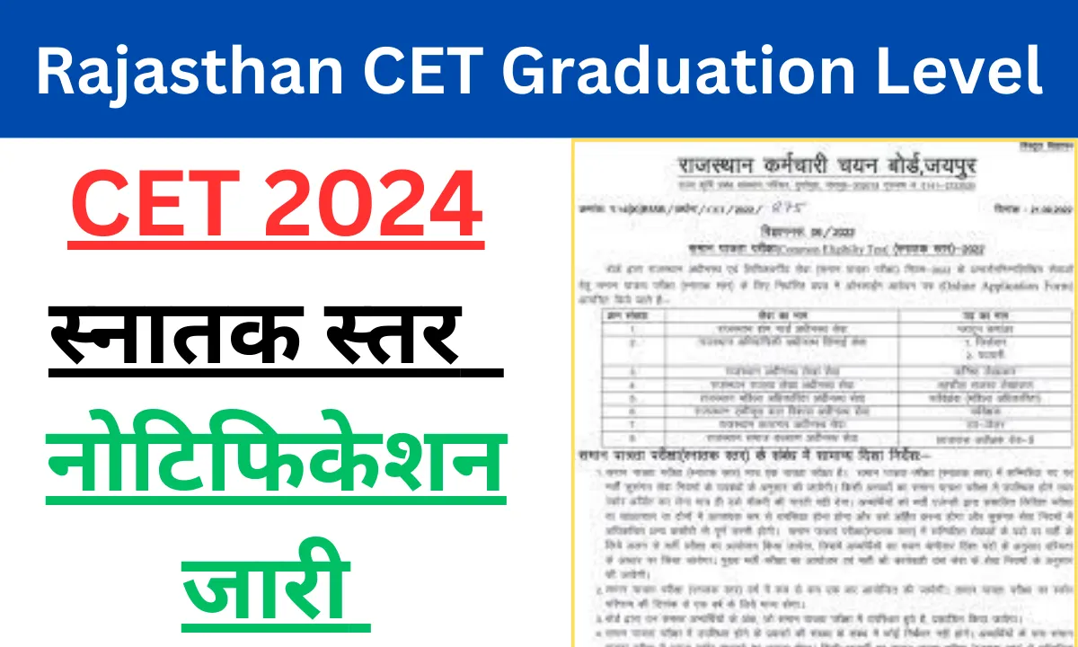 Rajasthan CET Graduation Level 2024 Notification